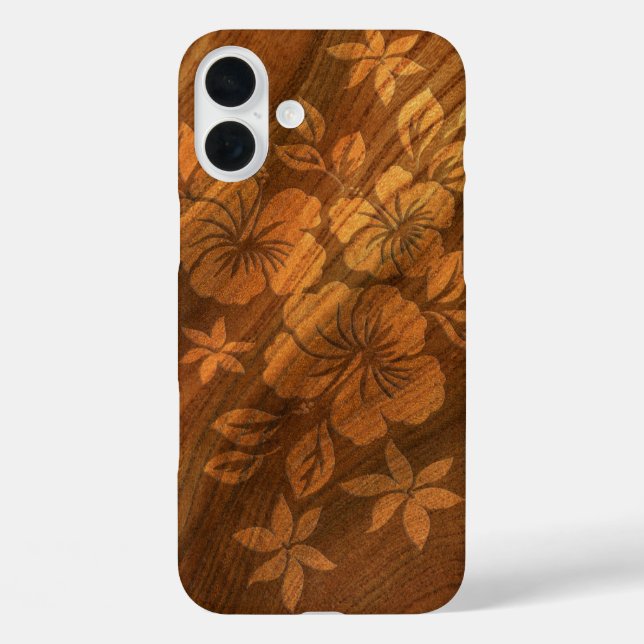 Lilikoi Hibiscus Hawaiian Faux Wood Burl Case-Mate iPhone Case (Back)