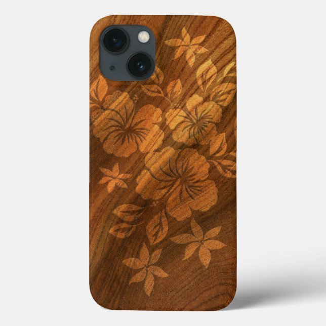 Lilikoi Hibiscus Hawaiian Faux Wood iPad Air Cases (Back)