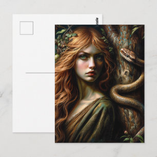 Lilith and Snake Botanical Art Postcard