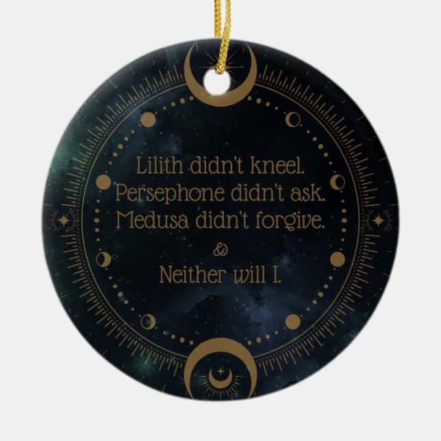 Lilith Didn't Kneel Divine Rebellion Inspirational Ceramic Tree Decoration (Front)