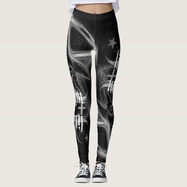 lilith Witch Pentagram Double devil leggings Black (Front)