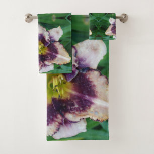 Lilium blossom close-up photo bath towel set