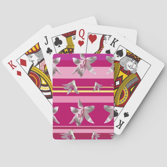Lilium Flowers Stripes Classic Playing Cards (Back)