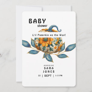 Li'll Pumpkin On the Way Colourful Baby Shower Invitation