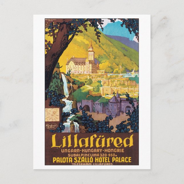 Lillafured Hungarian Travel Poster Postcard (Front)