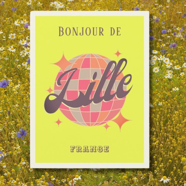 Lille France holiday yellow discoball  Postcard (Creator Uploaded)