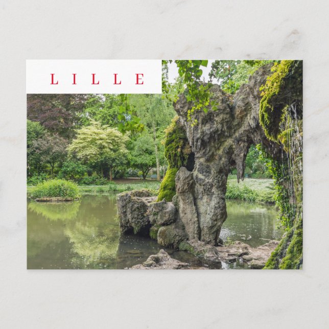 Lille Jardin Vauban grotto view postcard (Front)