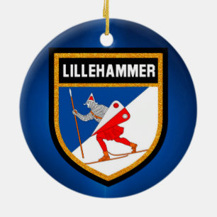 Lillehammer Flag Ceramic Tree Decoration