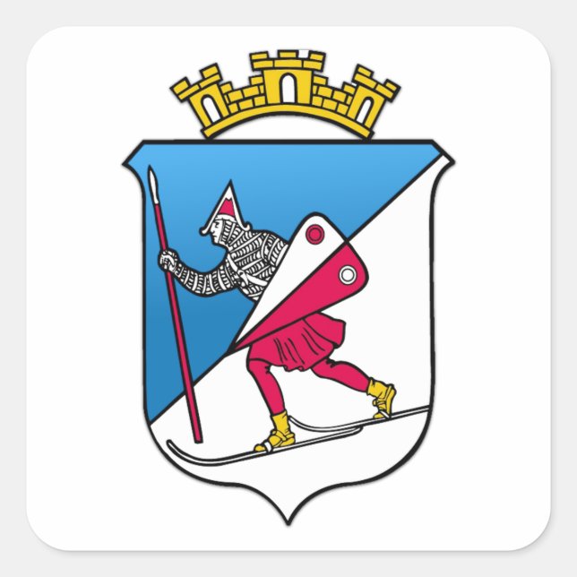 Lillehammer Norway Coat of Arms Heraldry Square Sticker (Front)