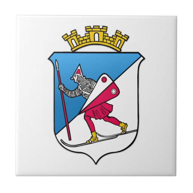Lillehammer Norway Coat of Arms Heraldry Tile (Front)