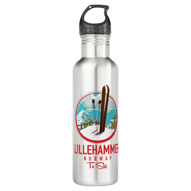 Lillehammer Norway Ski logo 710 Ml Water Bottle (Front)