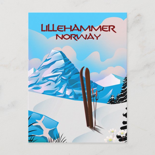 Lillehammer Norway Ski poster. Postcard (Front)