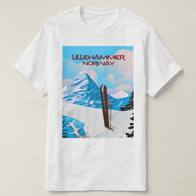 Lillehammer Norway Ski poster. T-Shirt (Design Front)