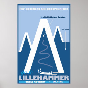 Lillehammer,Norway, Ski Travel Poster