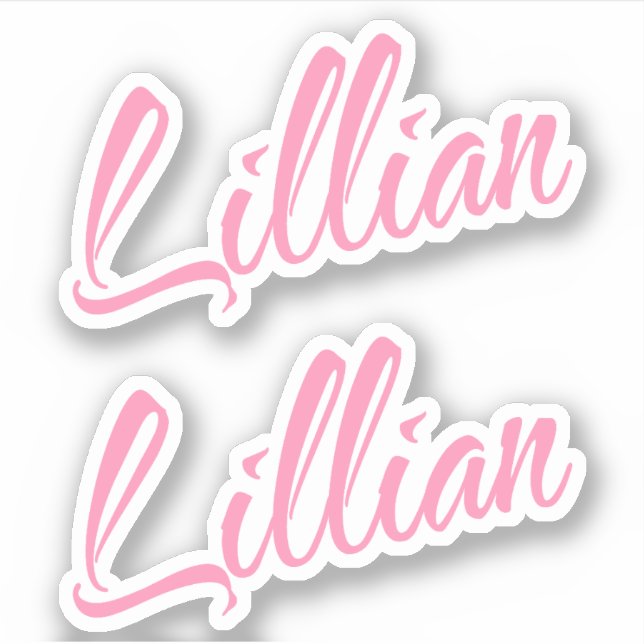 Lillian Decorative Name in Pink x2 Sticker (Front)