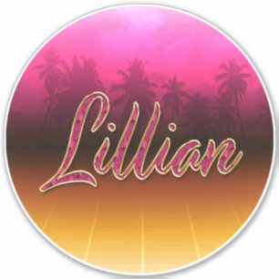 Lillian first name name golden pink sticker
