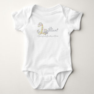 Lillian girls L name meaning monogram baby romper Bodysuit