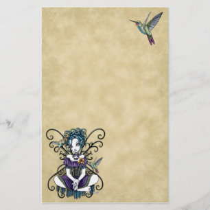 "Lillian" Gothic Hummingbird Fairy Art Stationery