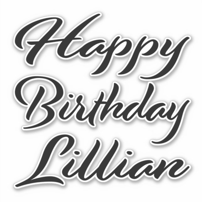 Lillian name first name black sticker birthday (Front)
