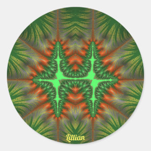 LILLIAN PRETTY 3D! Red and Green ~   Classic Round Sticker