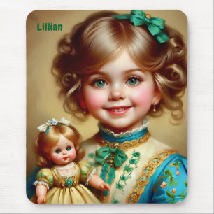 LILLIAN ~ Pretty Vintage Girl and Doll ~ Mousepad