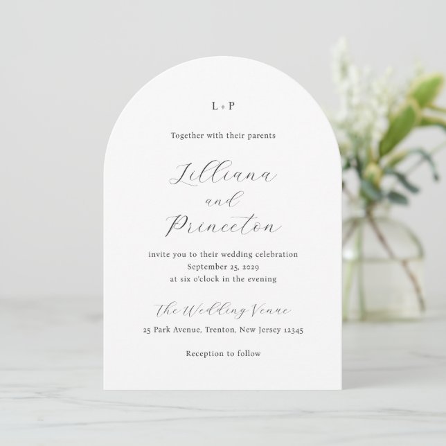 Lilliana Elegant Modern Wedding Invitation (Standing Front)