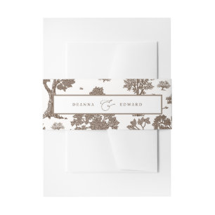 LILLIE Elegant Mocha Brown Wedding Invitation Belly Band