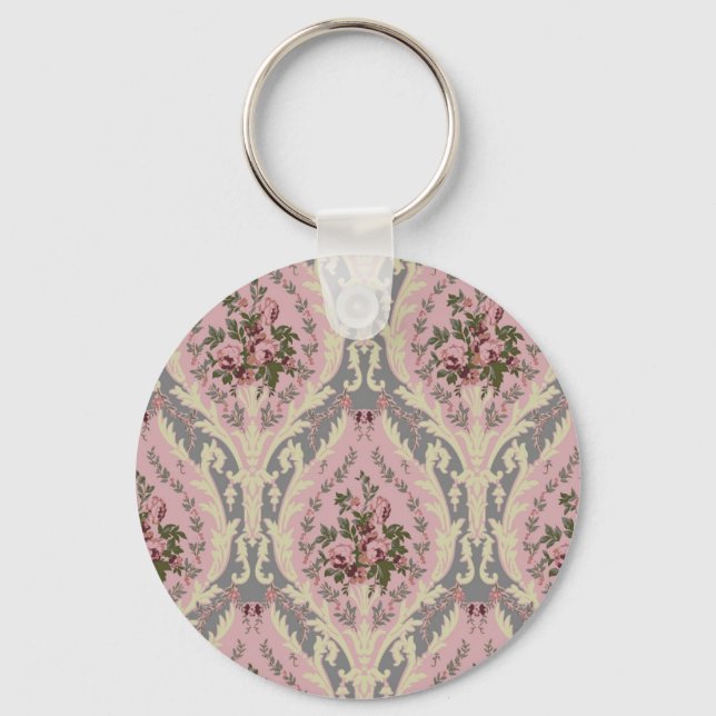 "Lillie" Wallpaper Design- Pink Key Ring (Front)