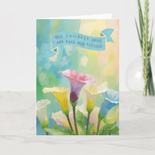 Lillies Flowers,Christian Bible Verses Mothers Day Holiday Card
