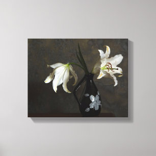 lillies in a vase wrapped canvas print