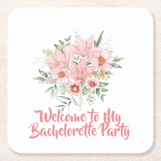 Lilly bachelorette Party Square Paper Coaster (Front)