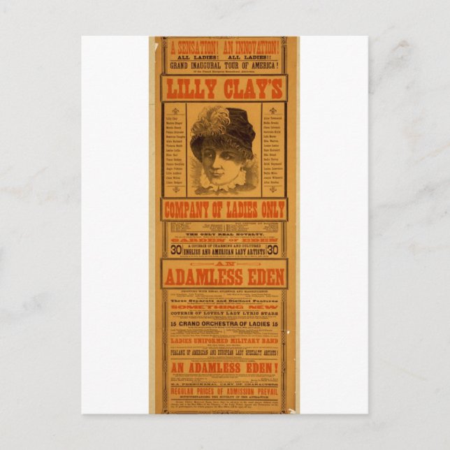Lilly Clay's, 'Adamless Eden' Vintage Theatre Postcard (Front)