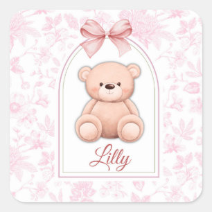 Lilly   Custom Pink Teddy Bear Nursery Design  Square Sticker