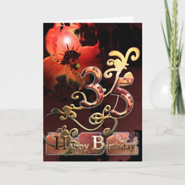 Lilly Dream flower Happy  35 Birthday floral Card (Front)