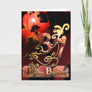 Lilly Dream flower Happy  37 Birthday ornate Card