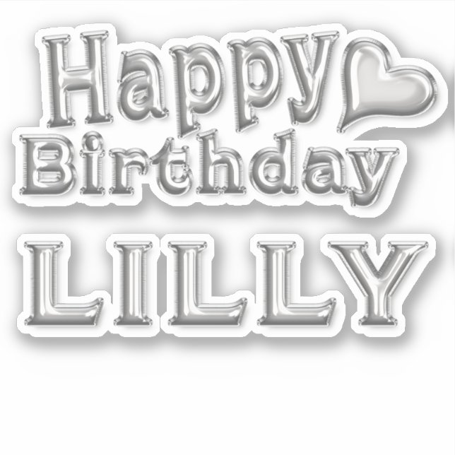 Lilly Happy Birthday silver Sticker (Front)