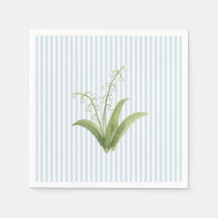 Lilly of the Valley Custom Wedding Blue Stripe Napkin