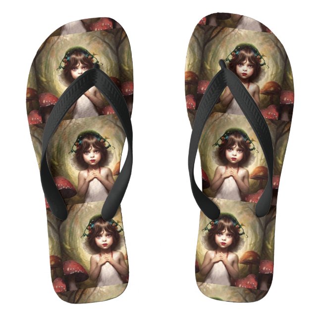 Lilly whimsical mushroom fairy flip flops (Footbed)