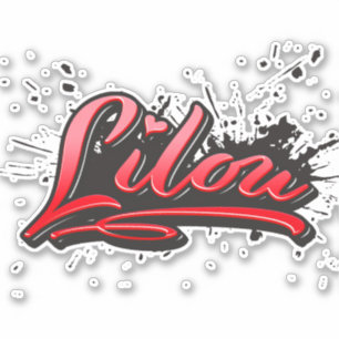 Lilou red Heart Graffiti Sticker