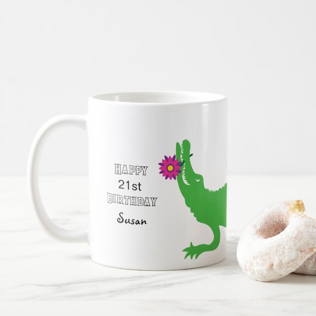 Lily - a seriously whimsical alligator coffee mug (With Donut)