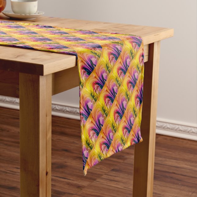 Lily Abstract Burgundy Lily Softened - Enhanced Short Table Runner (In Situ)