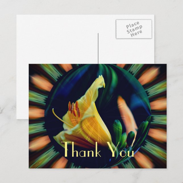 Lily Abstract Floral Thank You Postcard (Front/Back)