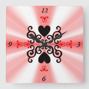Lily and Heart on Rainbow Square Wall Clock
