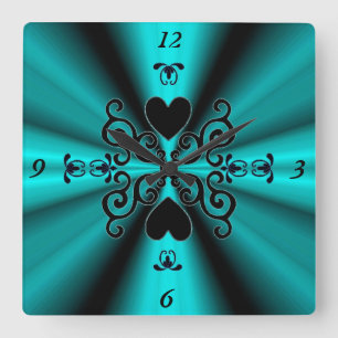 Lily and Heart on Rainbow Square Wall Clock