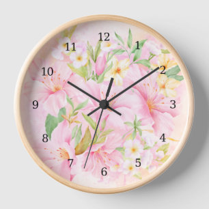 Lily Apple Blossom Airy Pink Floral Baby Girl Room Clock