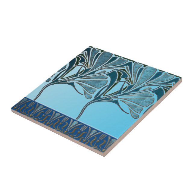 LILY, ART NOUVEAU FLORAL: GRECIAN SEA TILE (Side)