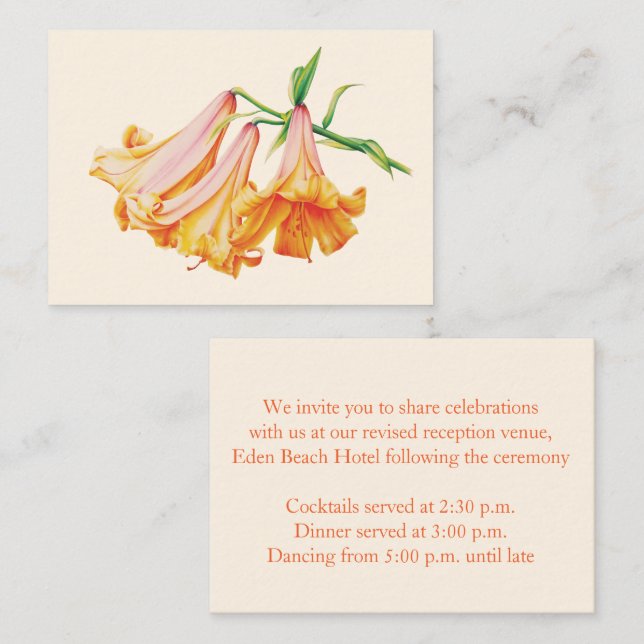 Lily bell art flower wedding info enclosure card (Front/Back)