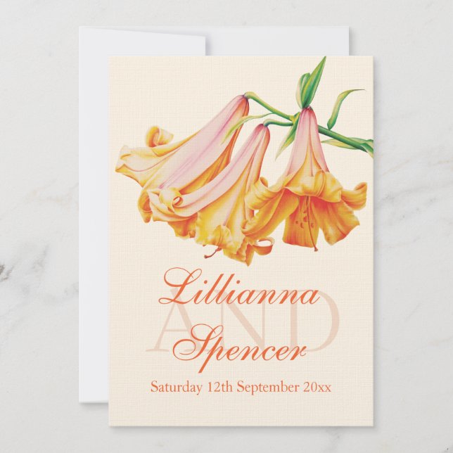 Lily bell art wedding flower wedding invite (Front)
