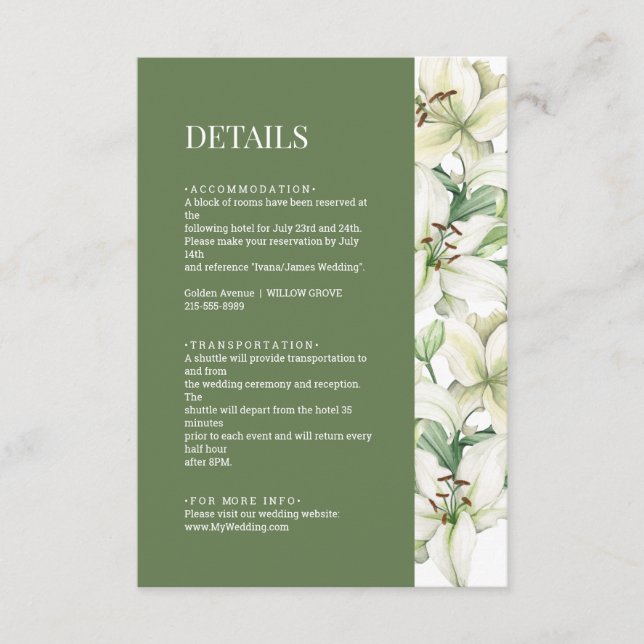 LILY Blossom Elegance Wedding Details Enclosure Card (Front)