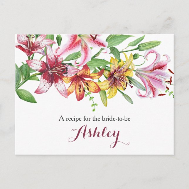 Lily Bouquet Bridal Shower Recipe Card (Front)